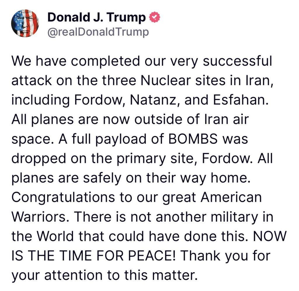 Trump Orders U.S. Strikes on Iranian Nuclear Sites; Fordow Facility "Obliterated" in Unprecedented Attack