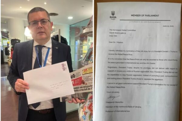 Trump Nobel Peace Prize nomination withdrawal Ukrainian Lawmaker Pulls Support Amid Middle East Focus